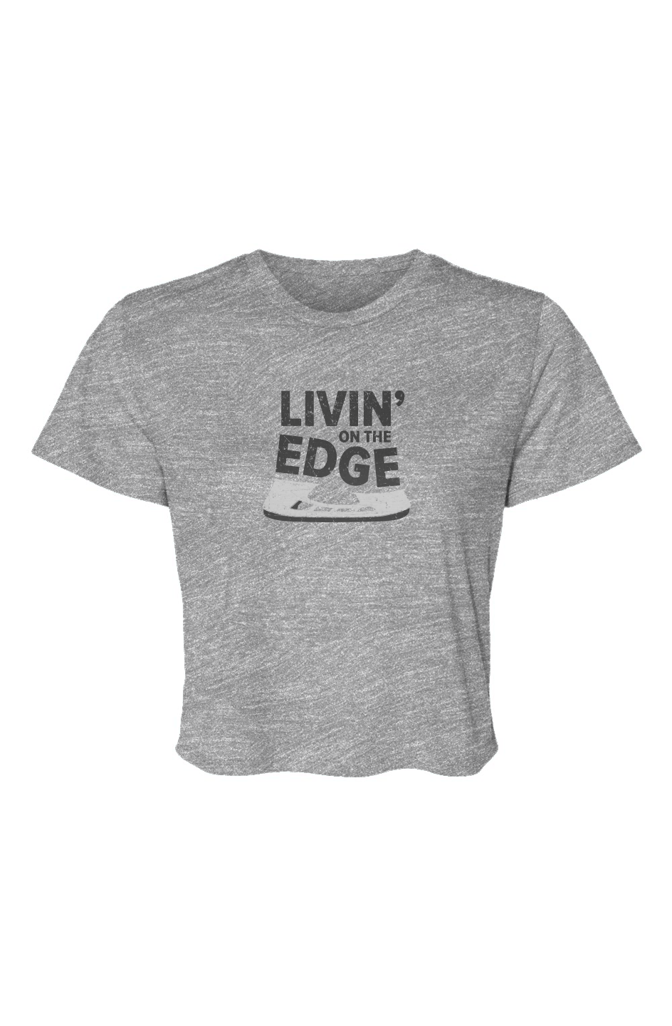 Barn Beauty Livin' on the Edge Cropped Tee Grey | Barn Garb Hockey Threads