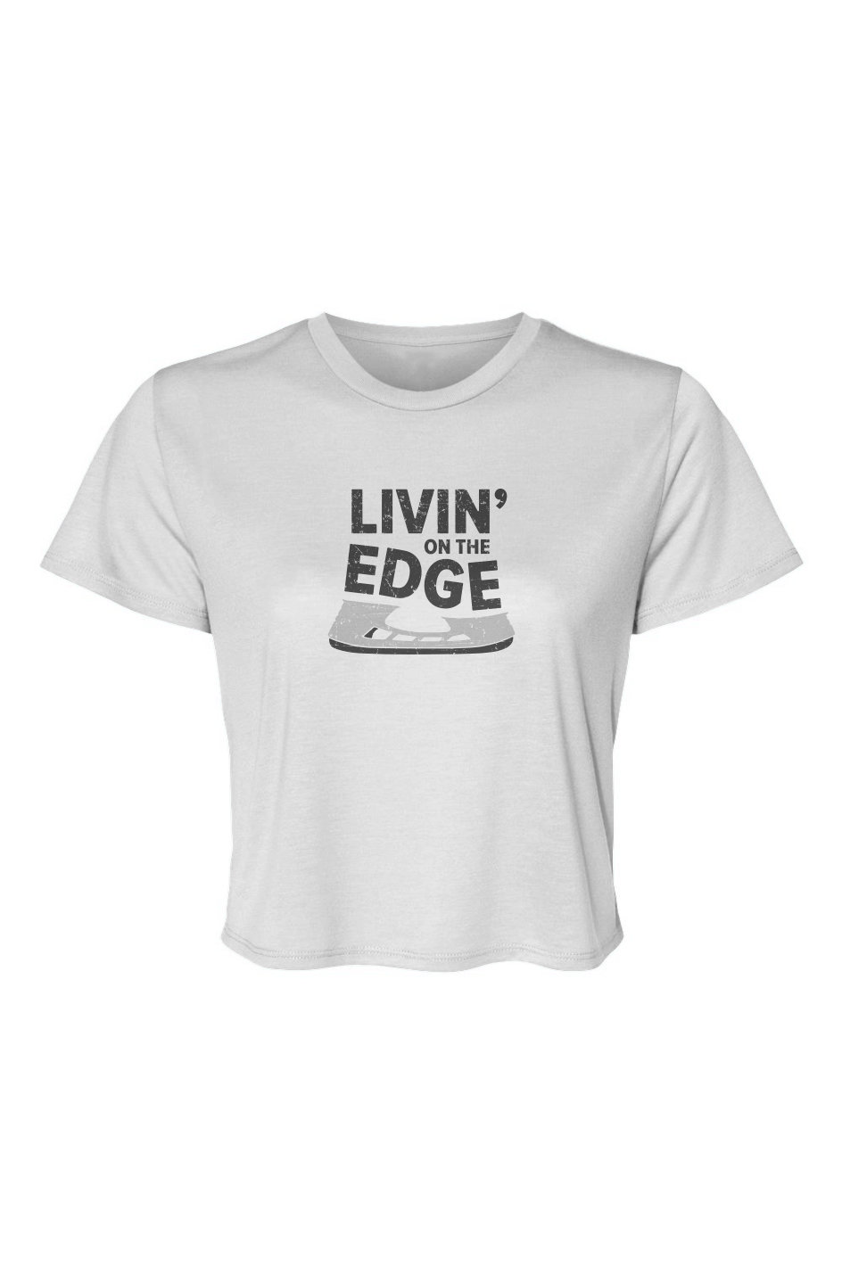 Barn Beauty Livin' on the Edge Cropped Tee White | Barn Garb Hockey Threads