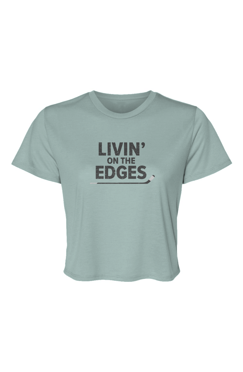 Barn Beauty Livin' on the Edges Cropped Tee Dusty Blue | Barn Garb Hockey Threads
