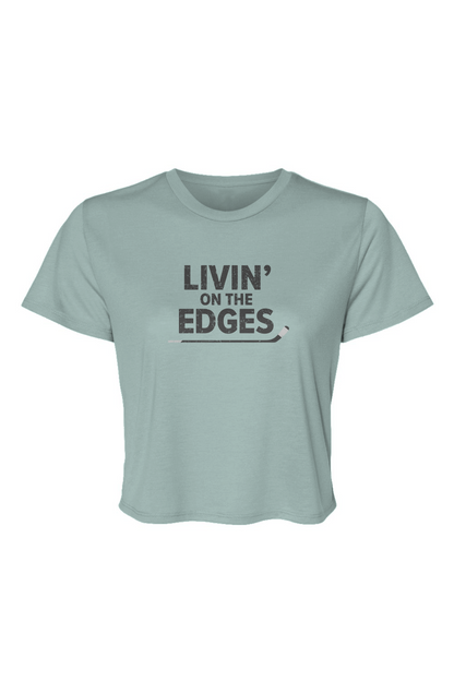 Barn Beauty Livin' on the Edges Cropped Tee Dusty Blue | Barn Garb Hockey Threads