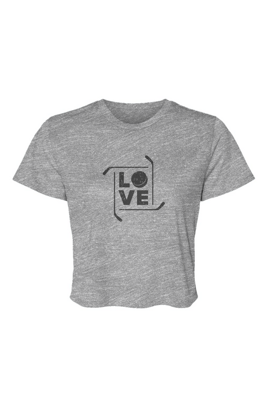 Barn Beauty Love the Game Cropped Tee Grey | Barn Garb Hockey Threads