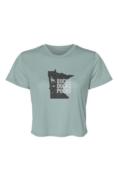 Barn Beauty Minnesota Hunting Cropped Tee Ice Blue | Barn Garb Hockey Threads