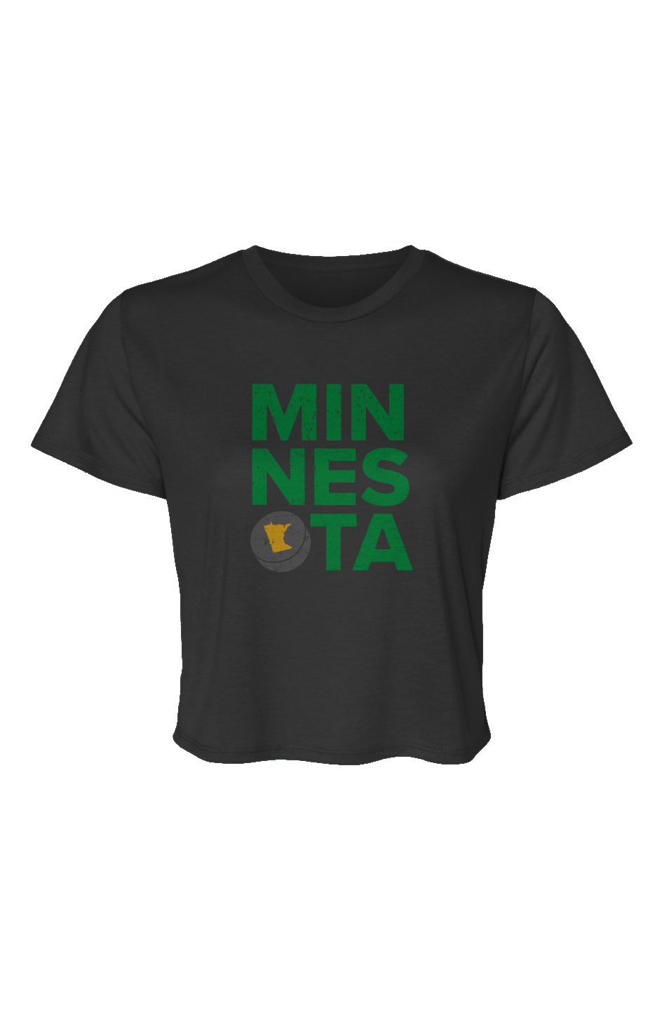 Barn Beauty Minnesota Puck Cropped Tee Black | Barn Garb Hockey Threads