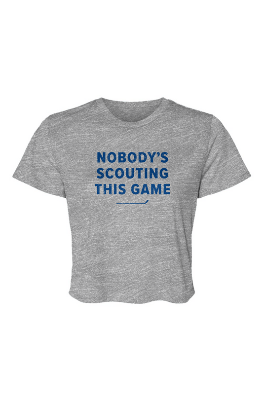 Barn Beauty Nobody's Scouting This Game Cropped Tee Grey | Barn Garb Hockey Threads