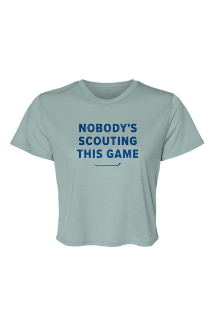 Barn Beauty Nobody's Scouting This Game Cropped Tee Ice Blue | Barn Garb Hockey Threads