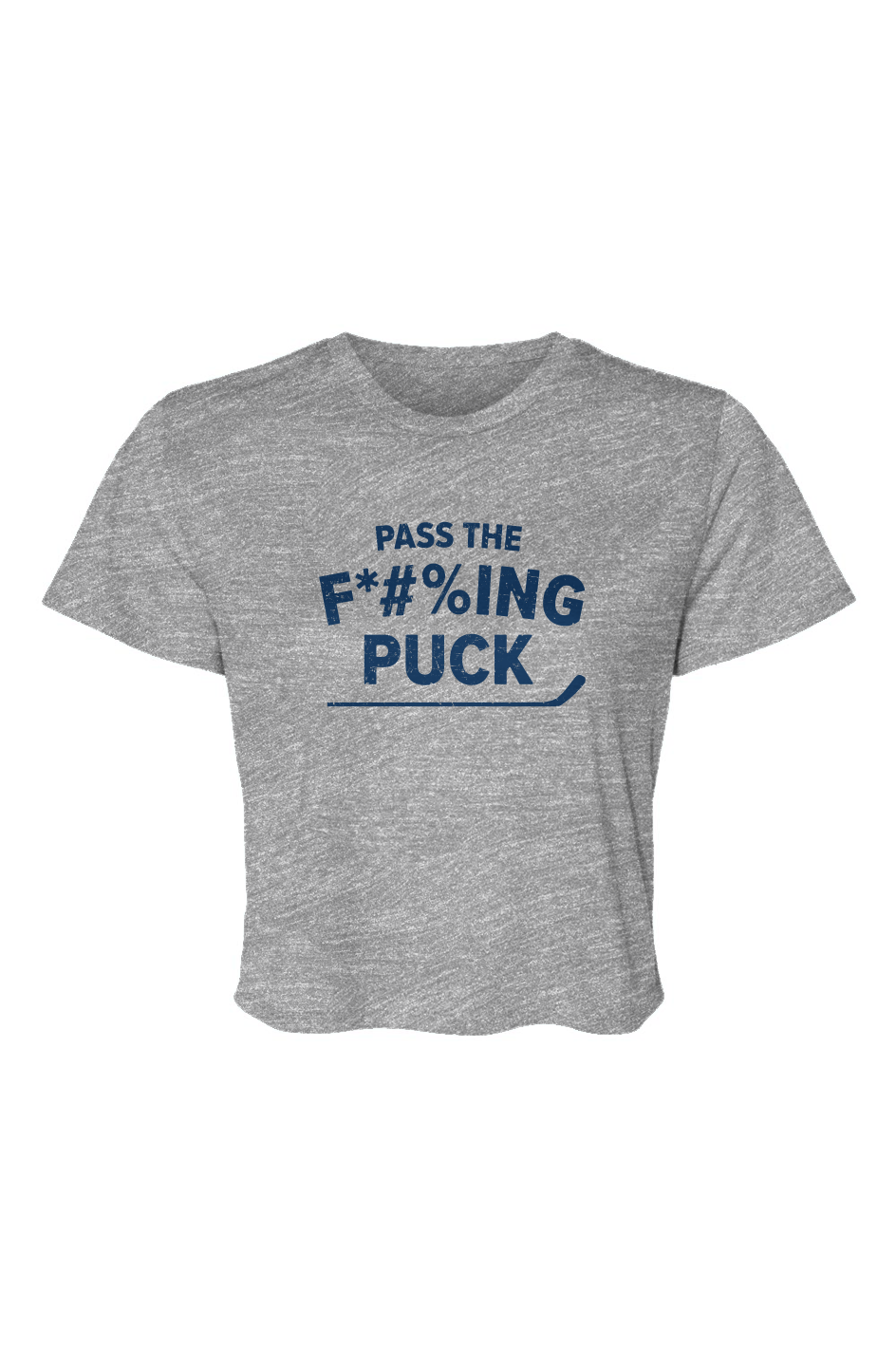 Barn Beauty Pass the F*#%ing Puck Cropped Tee Grey | Barn Garb Hockey Threads