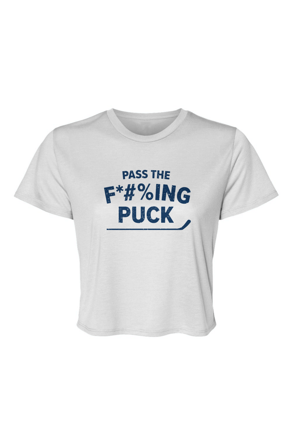 Barn Beauty Pass the F*#%ing Puck Cropped Tee White | Barn Garb Hockey Threads
