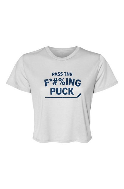 Barn Beauty Pass the F*#%ing Puck Cropped Tee White | Barn Garb Hockey Threads