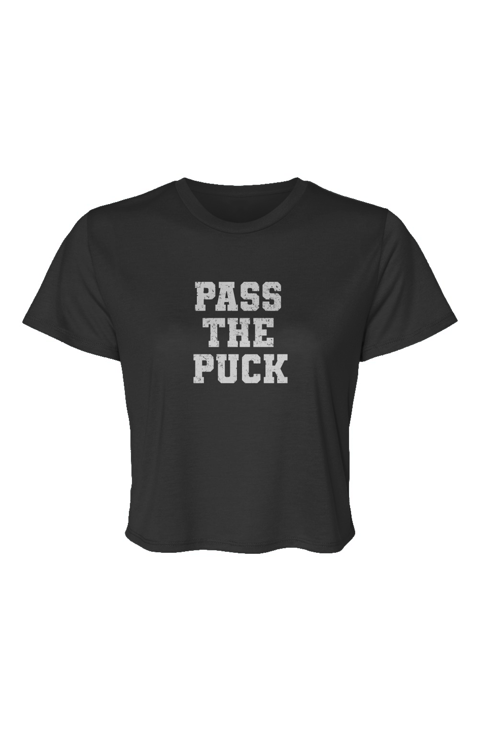 Barn Beauty Pass the Puck Cropped Tee Black | Barn Garb Hockey Threads