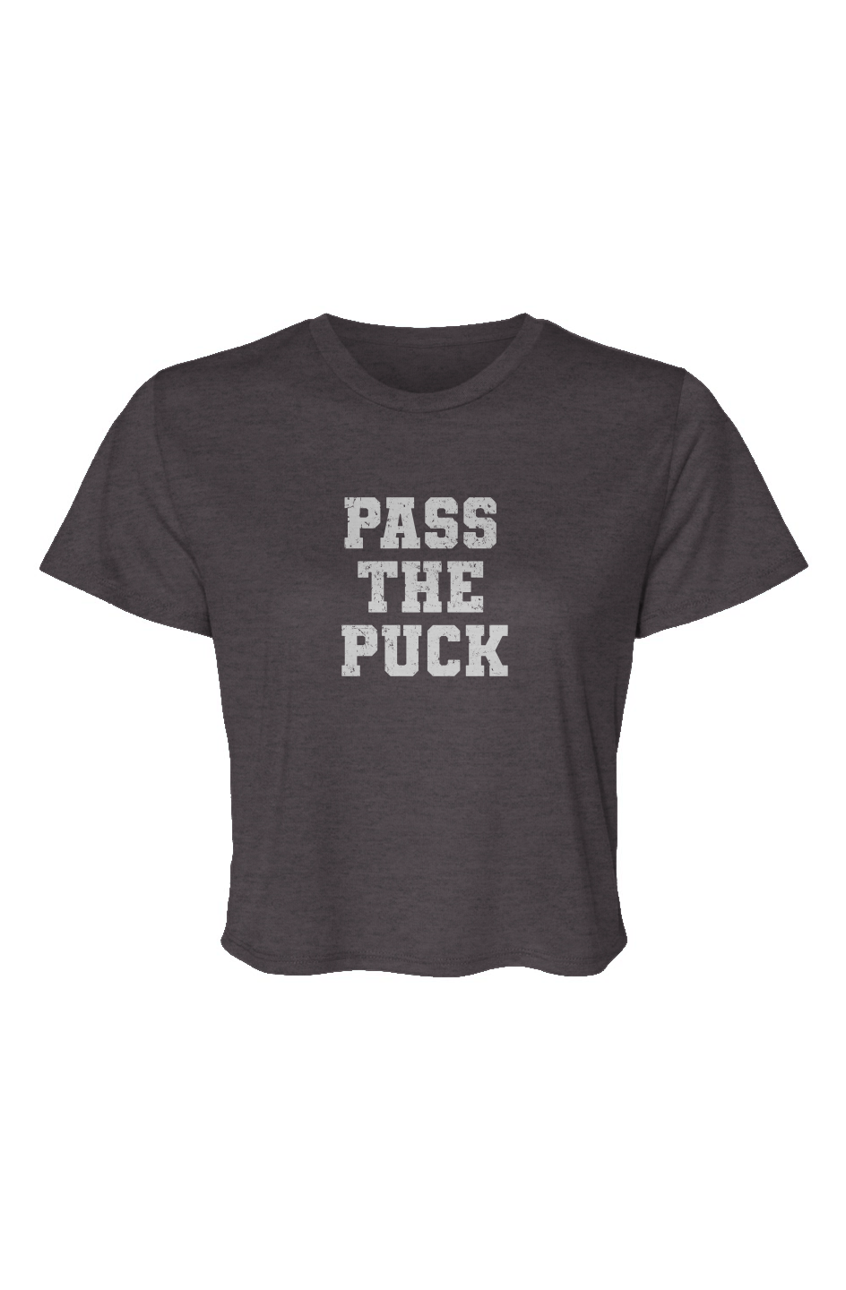 Barn Beauty Pass the Puck Cropped Tee Charcoal | Barn Garb Hockey Threads