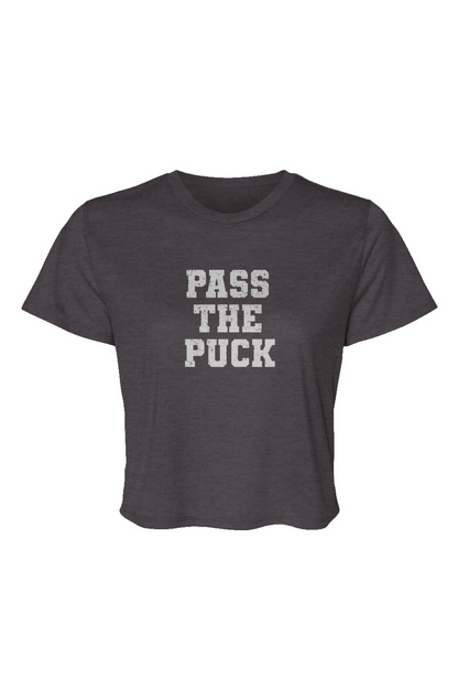 Barn Beauty Pass the Puck Cropped Tee Charcoal | Barn Garb Hockey Threads
