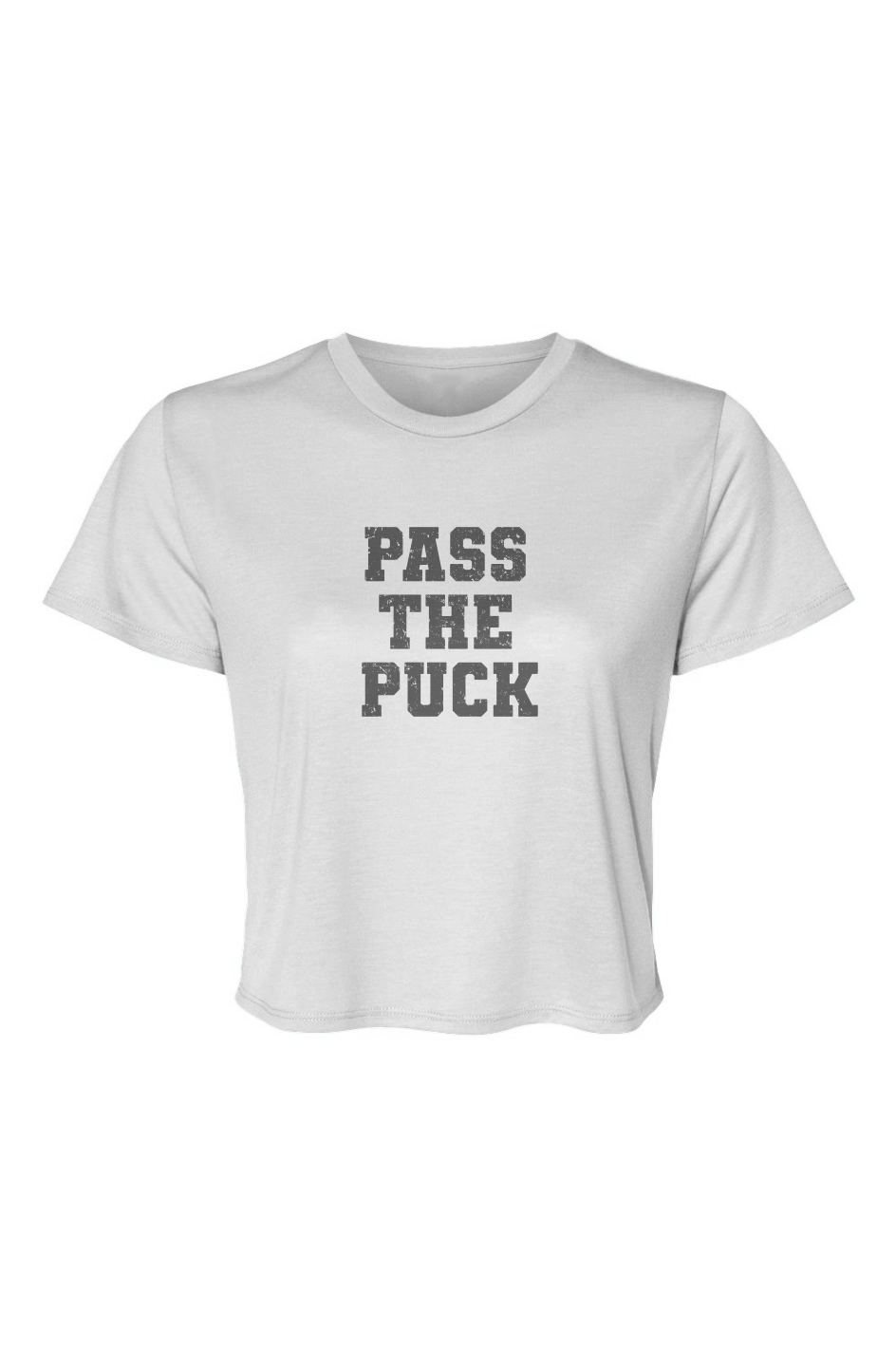 Barn Beauty Pass the Puck Cropped Tee White | Barn Garb Hockey Threads