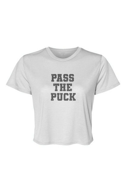 Barn Beauty Pass the Puck Cropped Tee White | Barn Garb Hockey Threads