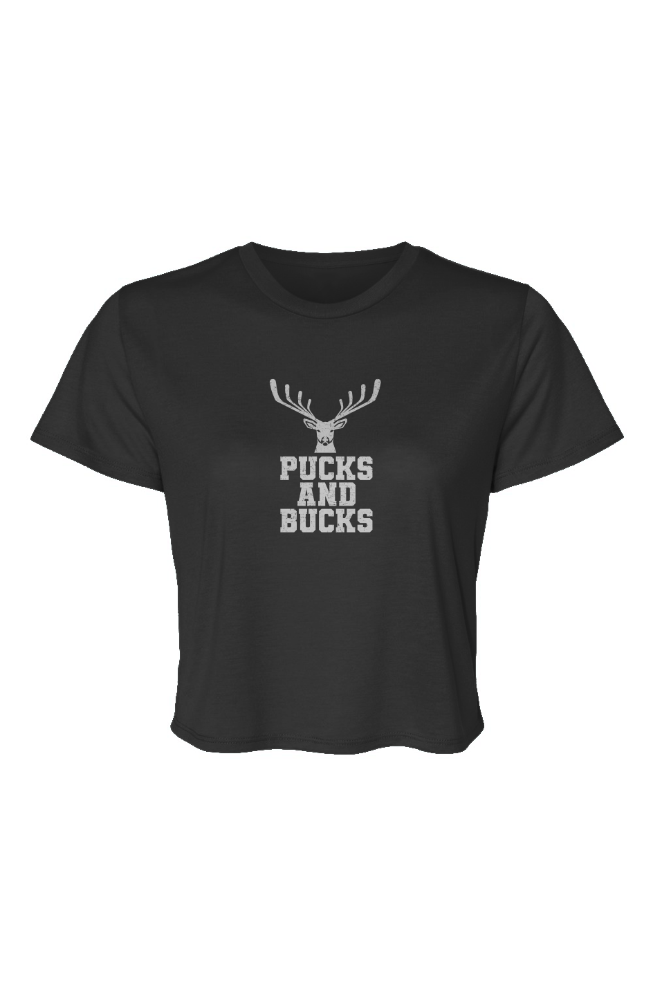 Barn Beauty Pucks And Bucks Stacked Cropped Tee Black | Barn Garb Hockey Threads