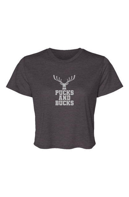Barn Beauty Pucks And Bucks Stacked Cropped Tee Charcoal | Barn Garb Hockey Threads