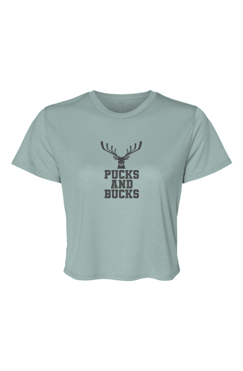 Barn Beauty Pucks And Bucks Stacked Cropped Tee Dusty Blue | Barn Garb Hockey Threads