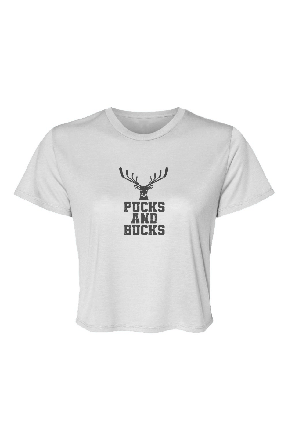 Barn Beauty Pucks And Bucks Stacked Cropped Tee White | Barn Garb Hockey Threads