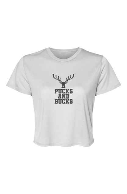 Barn Beauty Pucks And Bucks Stacked Cropped Tee White | Barn Garb Hockey Threads