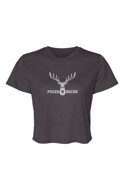 Barn Beauty Pucks N Bucks Crest Cropped Tee Charcoal | Barn Garb Hockey Threads