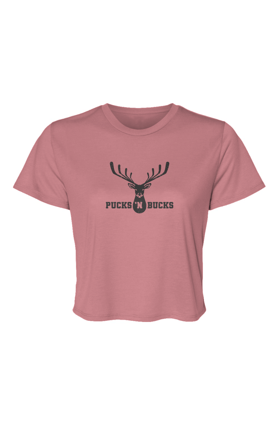 Barn Beauty Pucks N Bucks Crest Cropped Tee Mauve | Barn Garb Hockey Threads