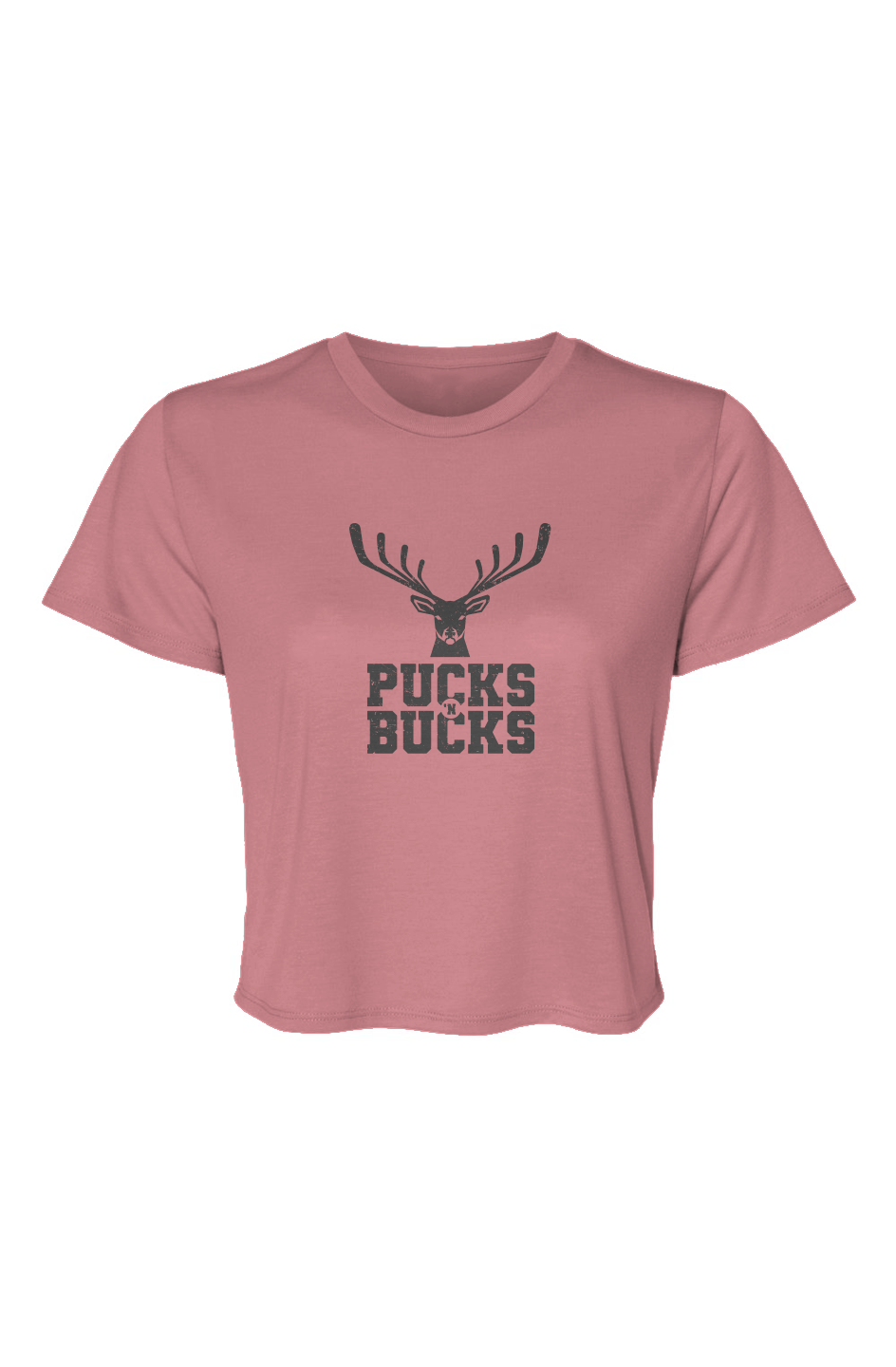 Barn Beauty Pucks N Bucks Cropped Tee Mauve | Barn Garb Hockey Threads