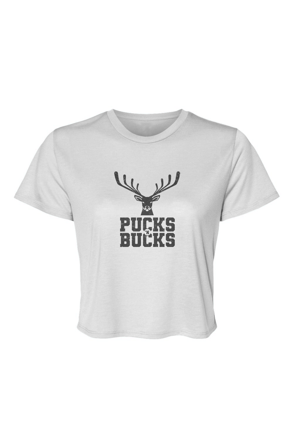 Barn Beauty Pucks N Bucks Cropped Tee White | Barn Garb Hockey Threads