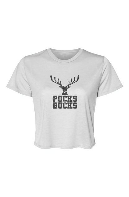 Barn Beauty Pucks N Bucks Cropped Tee White | Barn Garb Hockey Threads
