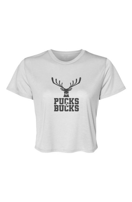 Barn Beauty Pucks N Bucks Cropped Tee White | Barn Garb Hockey Threads