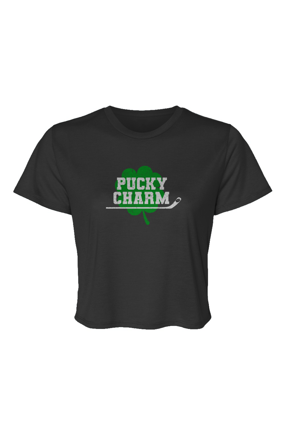 Barn Beauty Pucky Charm Cropped Tee Black | Barn Garb Hockey Threads