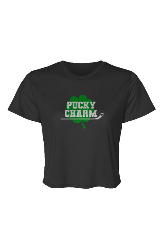 Barn Beauty Pucky Charm Cropped Tee Black | Barn Garb Hockey Threads