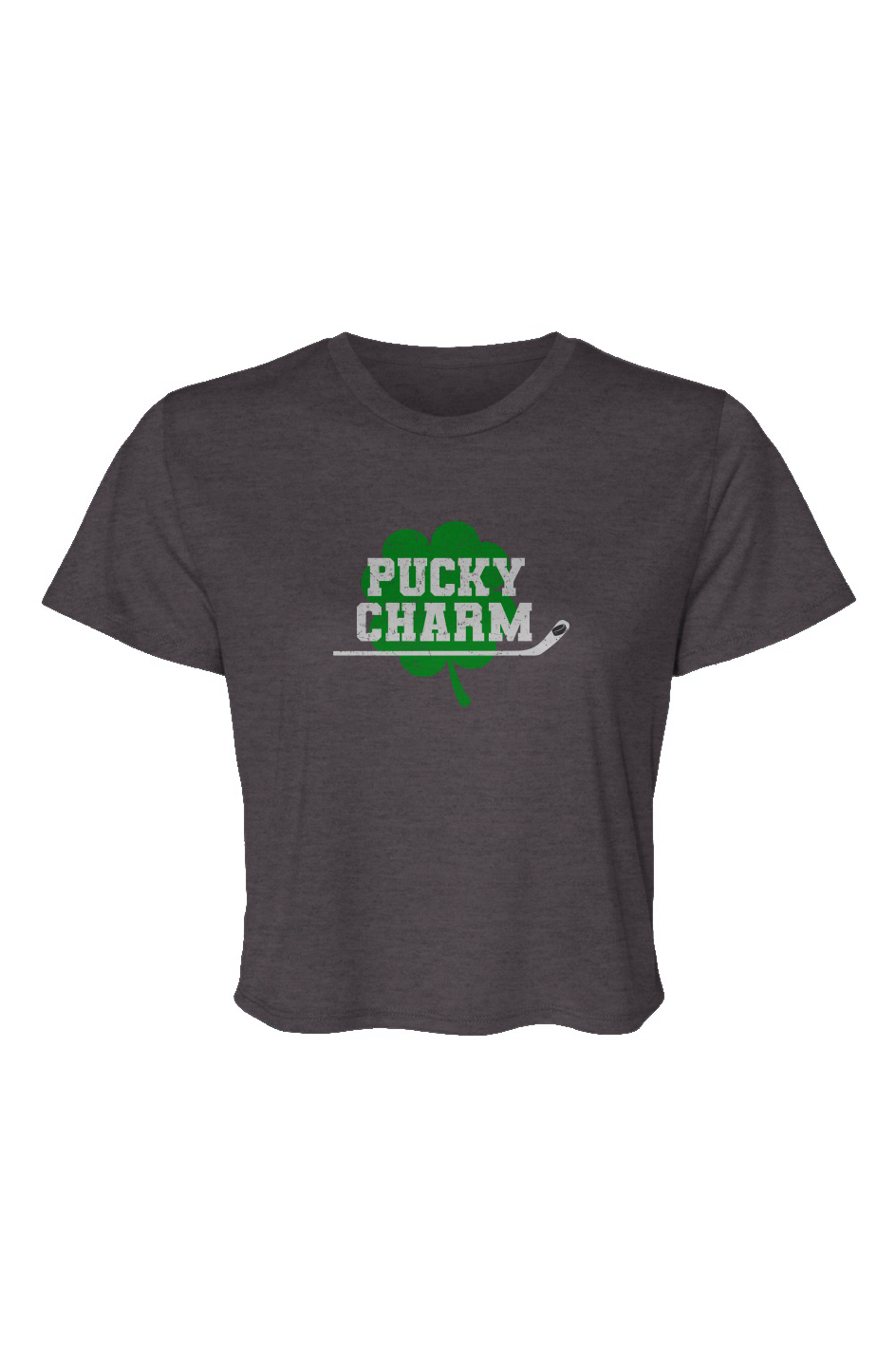 Barn Beauty Pucky Charm Cropped Tee Charcoal | Barn Garb Hockey Threads