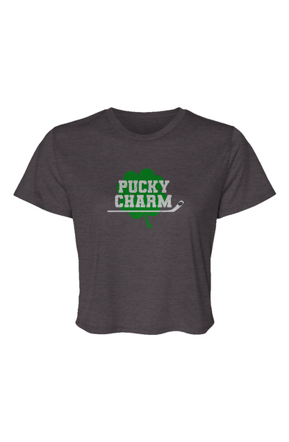 Barn Beauty Pucky Charm Cropped Tee Charcoal | Barn Garb Hockey Threads