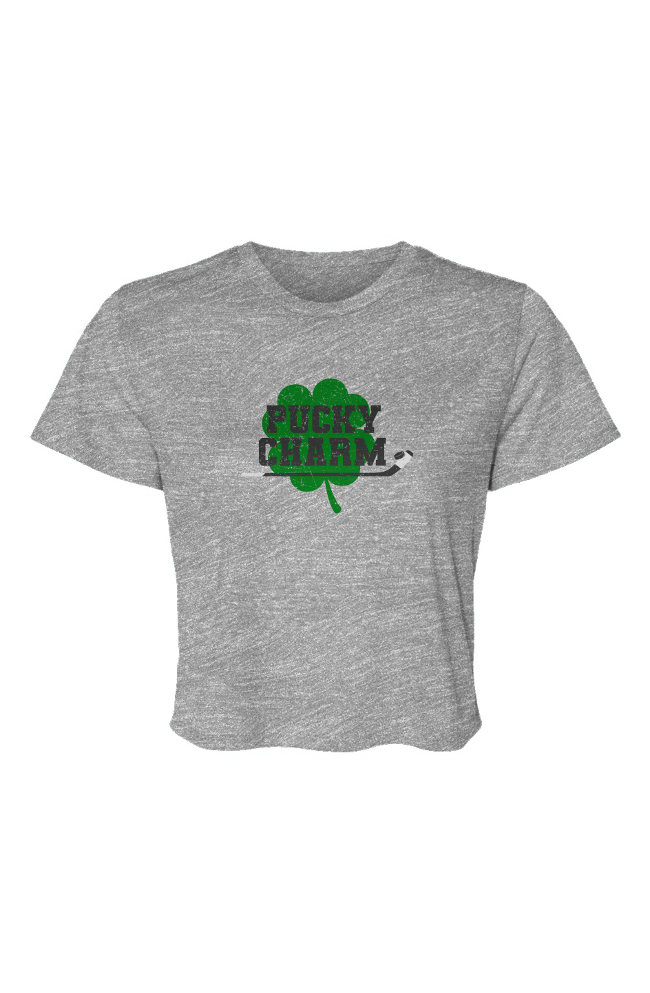 Barn Beauty Pucky Charm Cropped Tee Grey | Barn Garb Hockey Threads