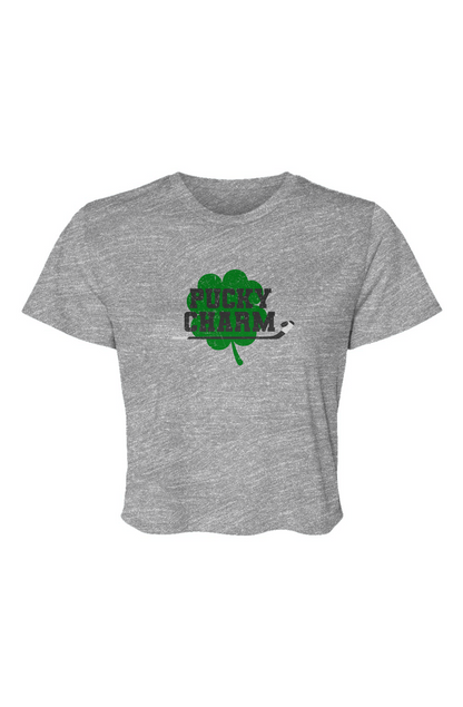 Barn Beauty Pucky Charm Cropped Tee Grey | Barn Garb Hockey Threads