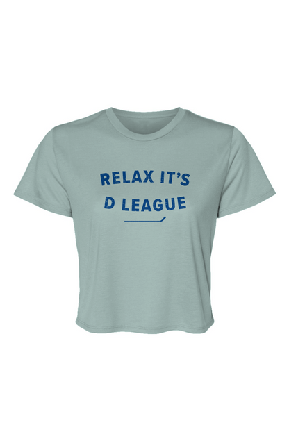 Barn Beauty Relax it's D League Cropped Tee Ice Blue | Barn Garb Hockey Threads