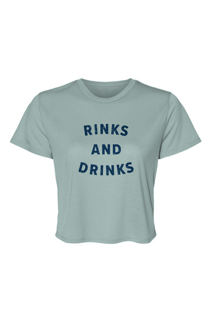 Barn Beauty Rinks and Drinks Cropped Tee Ice Blue | Barn Garb Hockey Threads
