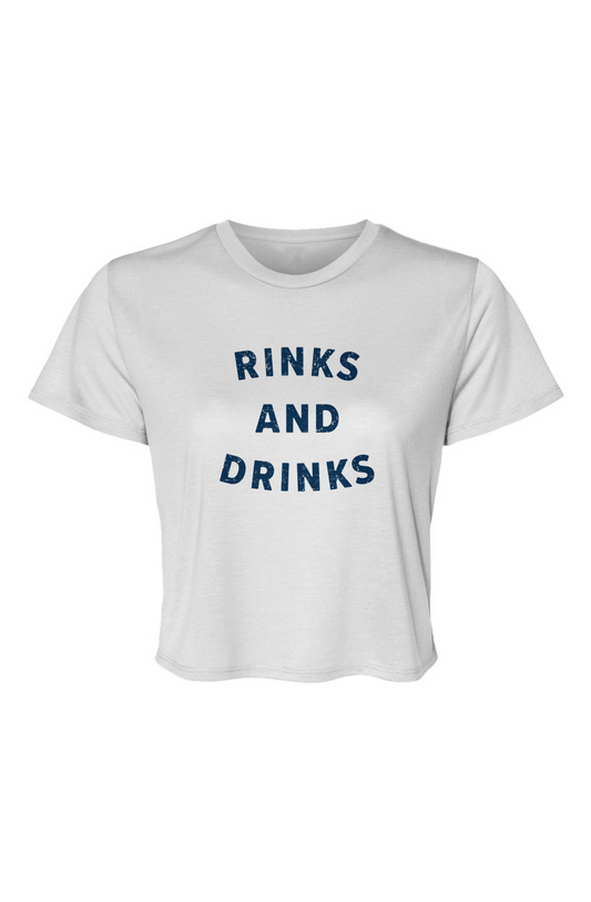 Barn Beauty Rinks and Drinks Cropped Tee White | Barn Garb Hockey Threads