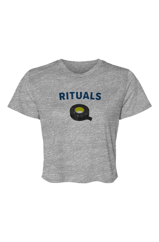Barn Beauty Rituals Black Tape Cropped Tee Grey | Barn Garb Hockey Threads