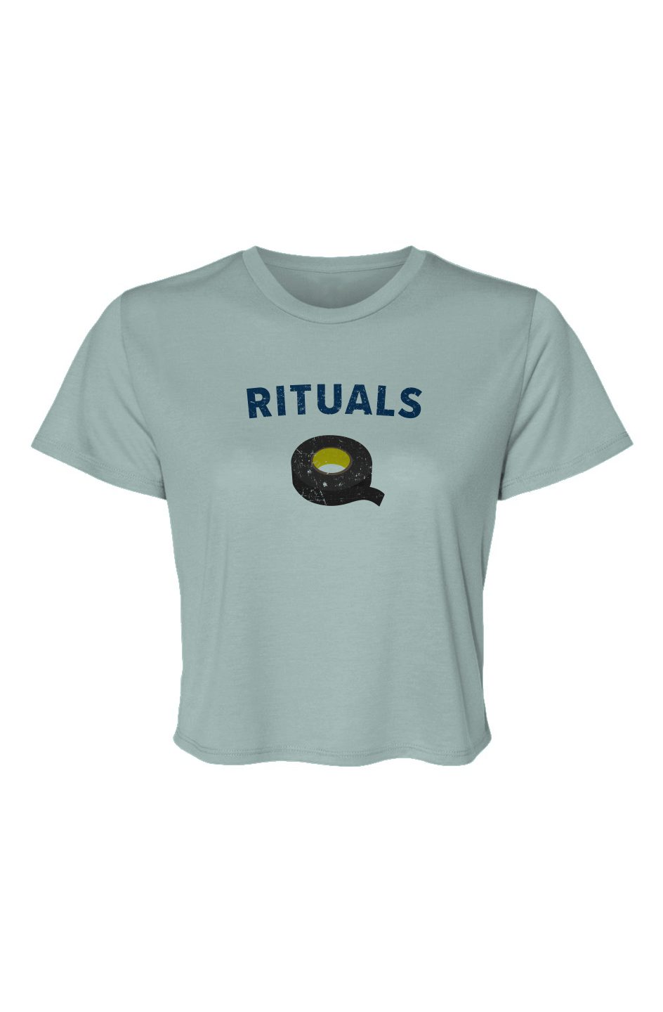Barn Beauty Rituals Black Tape Cropped Tee Ice Blue | Barn Garb Hockey Threads