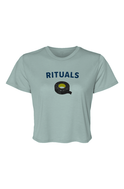 Barn Beauty Rituals Black Tape Cropped Tee Ice Blue | Barn Garb Hockey Threads