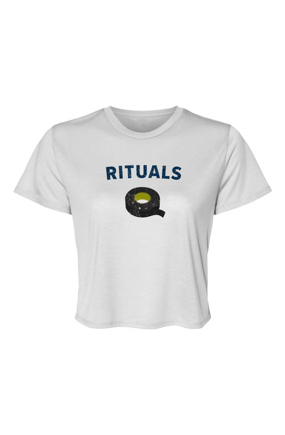 Barn Beauty Rituals Black Tape Cropped Tee White | Barn Garb Hockey Threads