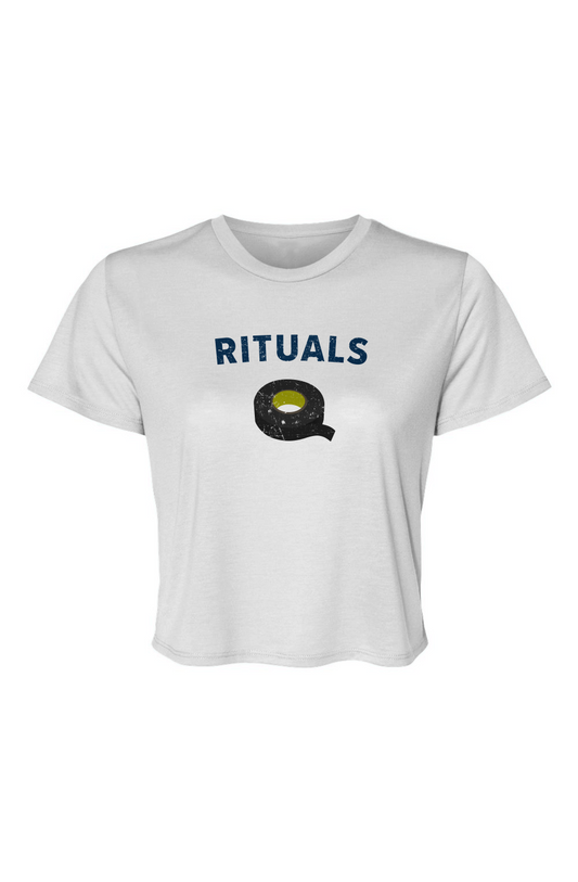 Barn Beauty Rituals Black Tape Cropped Tee White | Barn Garb Hockey Threads