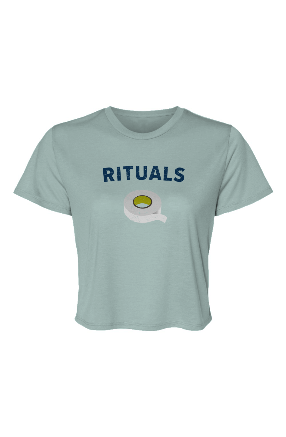 Barn Beauty Rituals White Tape Cropped Tee Ice Blue | Barn Garb Hockey Threads