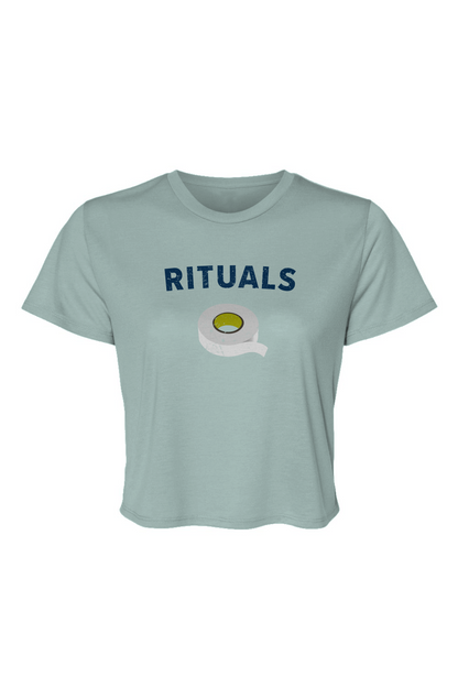 Barn Beauty Rituals White Tape Cropped Tee Ice Blue | Barn Garb Hockey Threads