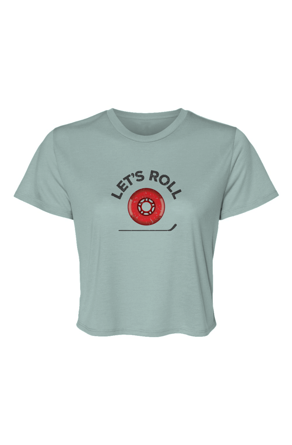 Barn Beauty Roller Wheel Cropped Tee Ice Blue | Barn Garb Hockey Threads