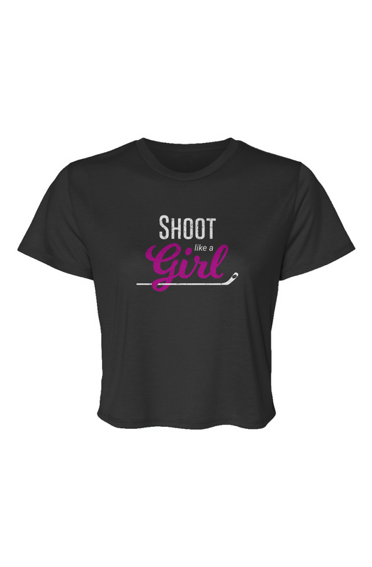 Barn Beauty Shoot Like A Girl Cropped Tee Black | Barn Garb Hockey Threads