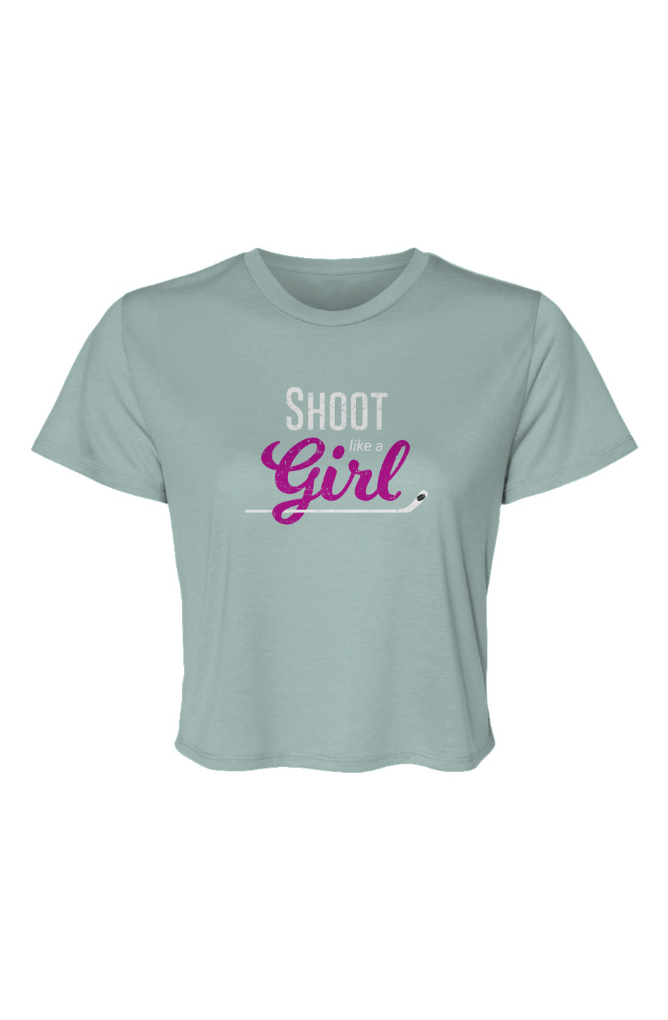 Barn Beauty Shoot Like A Girl Cropped Tee Dusty Blue | Barn Garb Hockey Threads