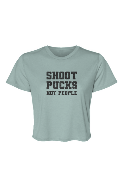 Barn Beauty Shoot Pucks Not People Cropped Tee Blue | Barn Garb Hockey Threads