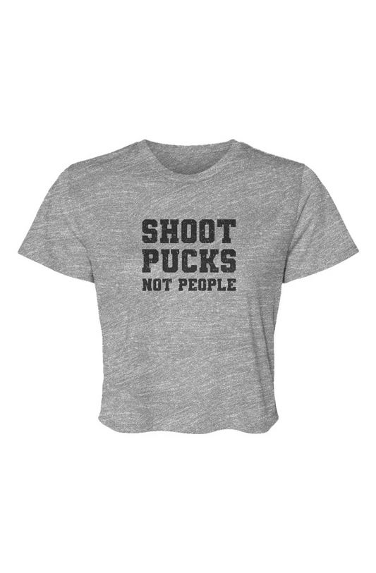 Barn Beauty Shoot Pucks Not People Cropped Tee Grey | Barn Garb Hockey Threads