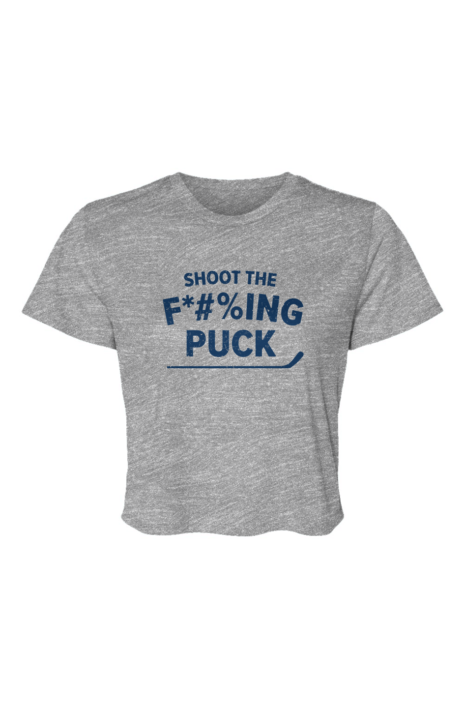 Barn Beauty Shoot the F*#%ing Puck Cropped Tee Grey | Barn Garb Hockey Threads